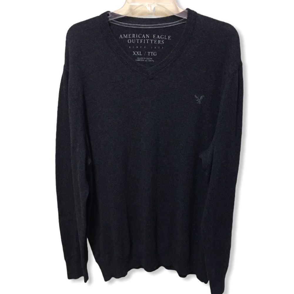 American Eagle Outfitters Men’s Wool Blend V-Neck Sweater Gray Size XXL